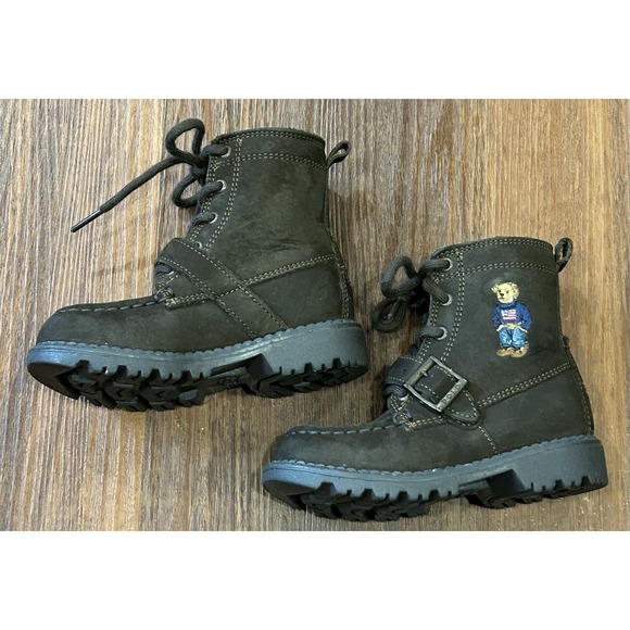 Ralph Lauren Polo Bear Ranger HI II Boots Leather Dark Brown Boys Size 8 M New - Picture 8 of 16